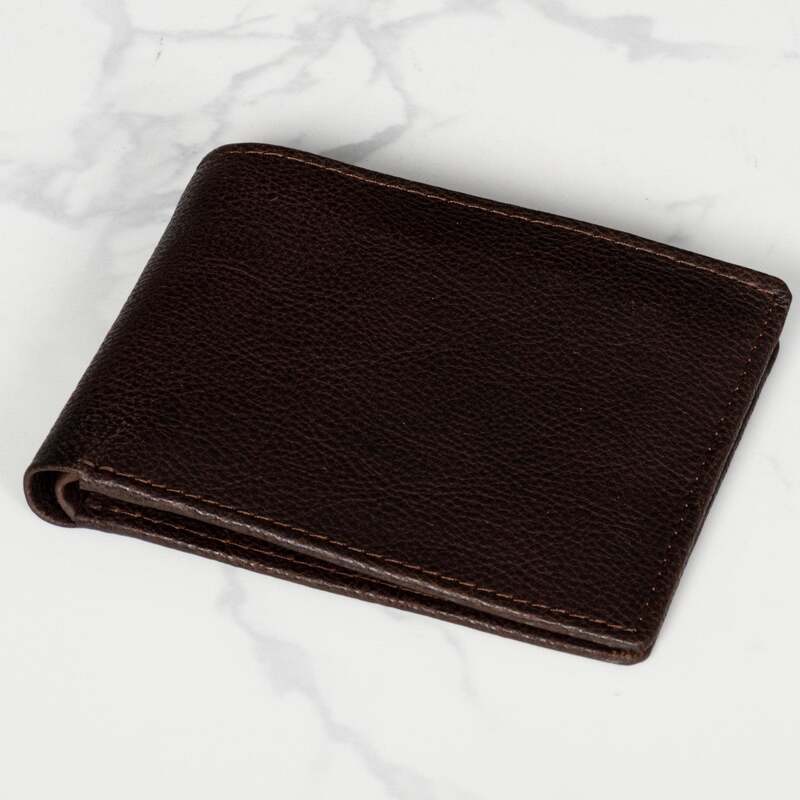 6 Cards Leather Wallet - Dark Brown