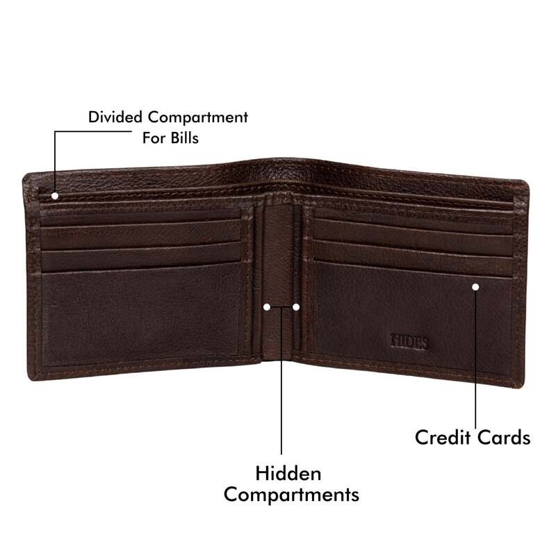 6 Cards Leather Wallet - Dark Brown