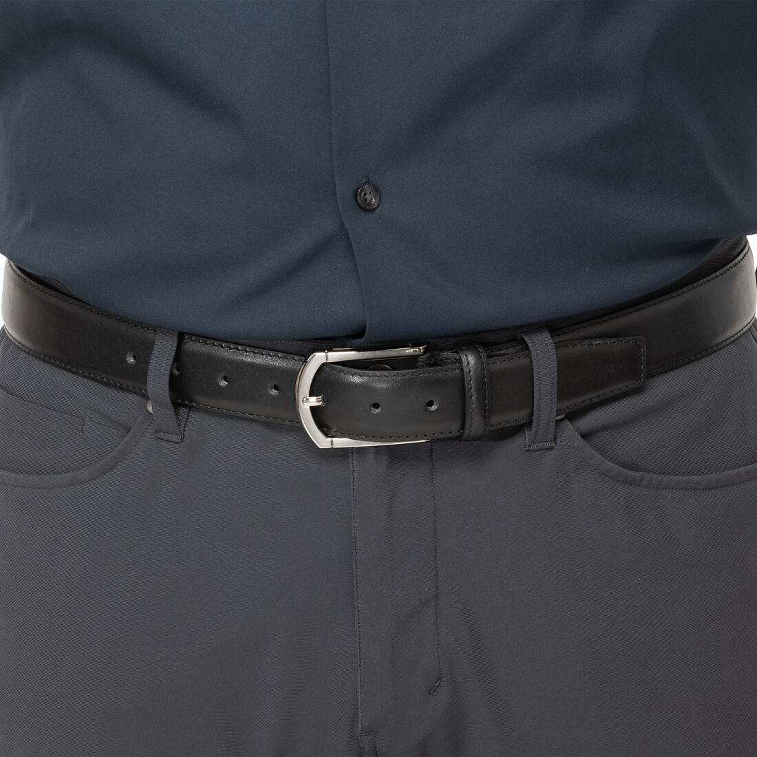 Single Stitch Leather Belt - Black
