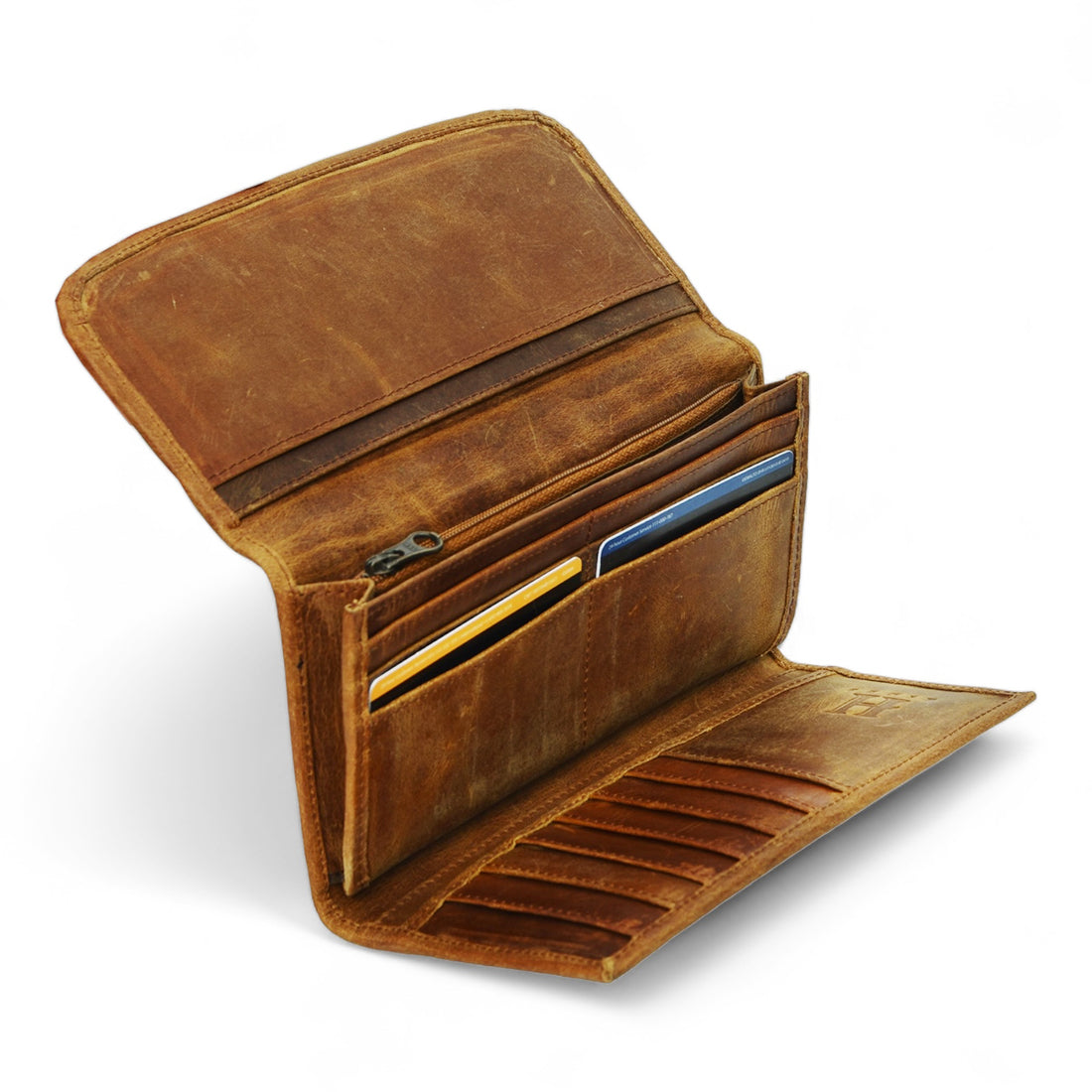 Leather Trifold Wallet - Saddle Brown