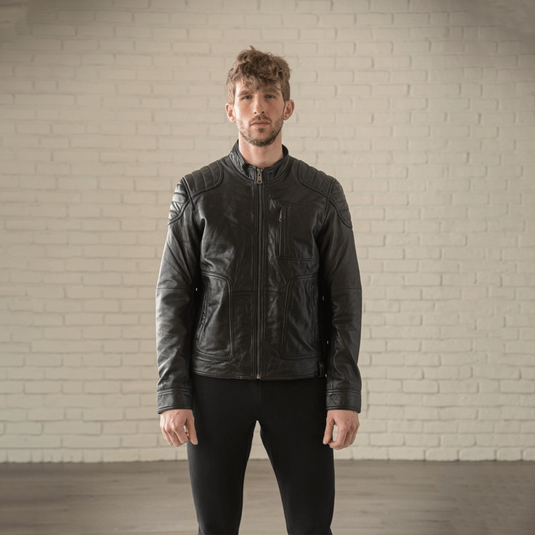 Biker Leather Jacket Men - Black