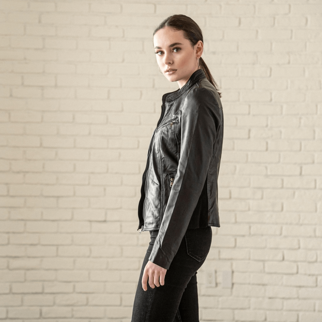 Daisy Leather Jacket - Black