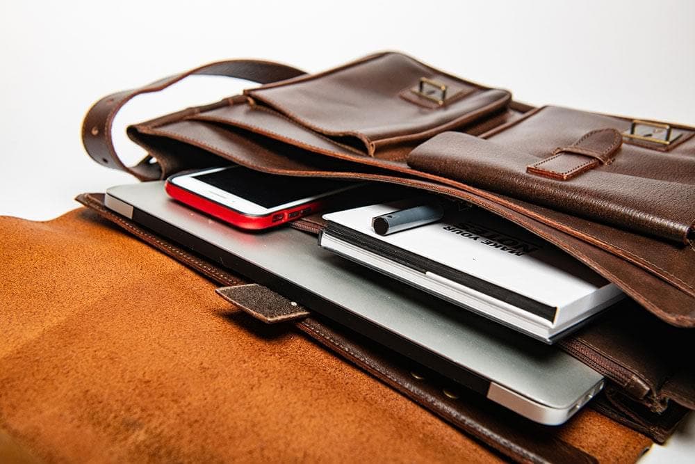 Front Pocket Leather Briefcase - HIDES