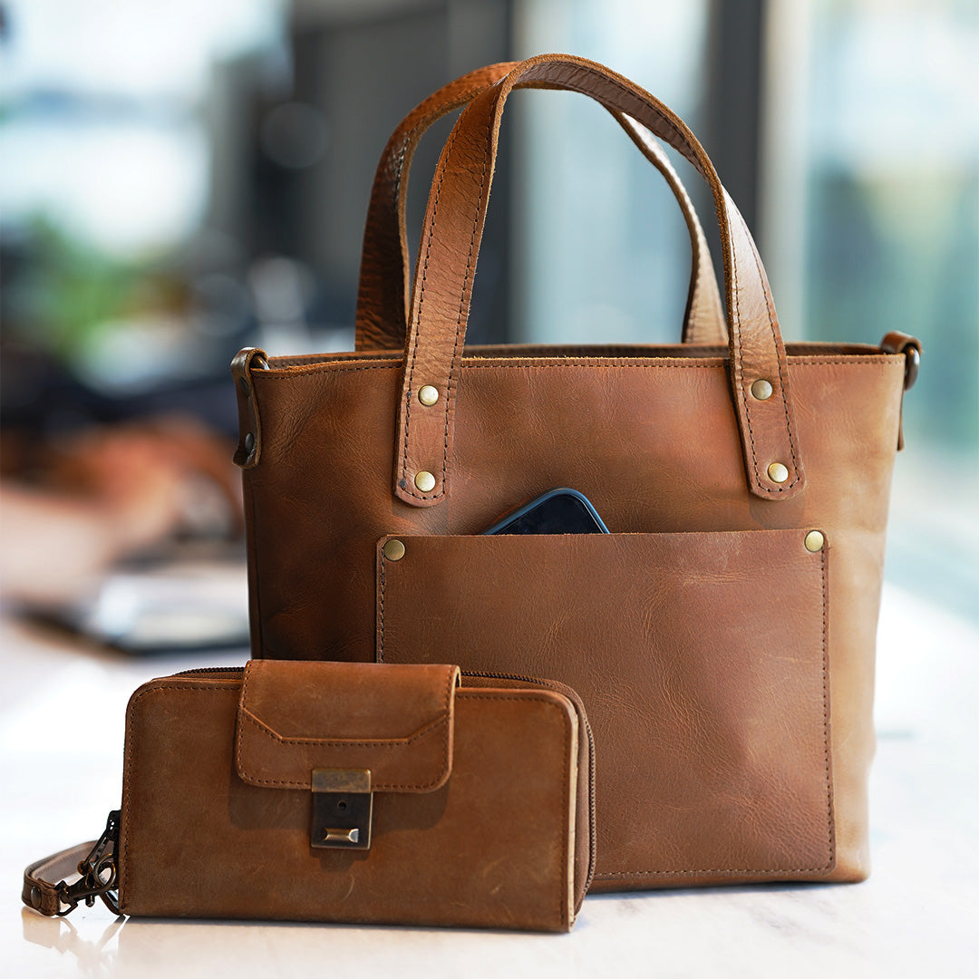 Leather Zip Around Wallet 18 Cards