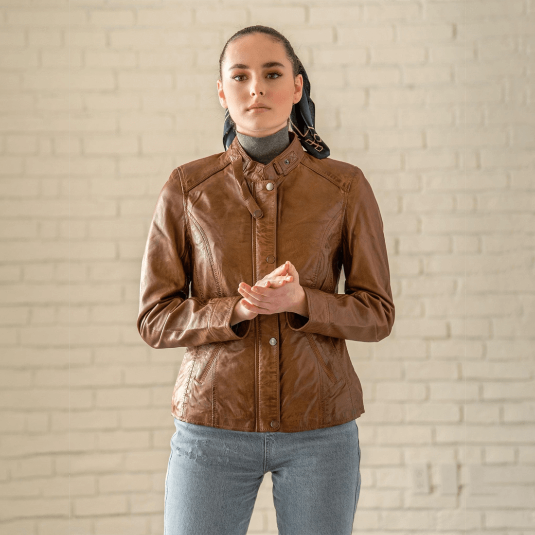 Womens Lamb Leather Coat | Cognac Leather Jacket | HIDES Canada
