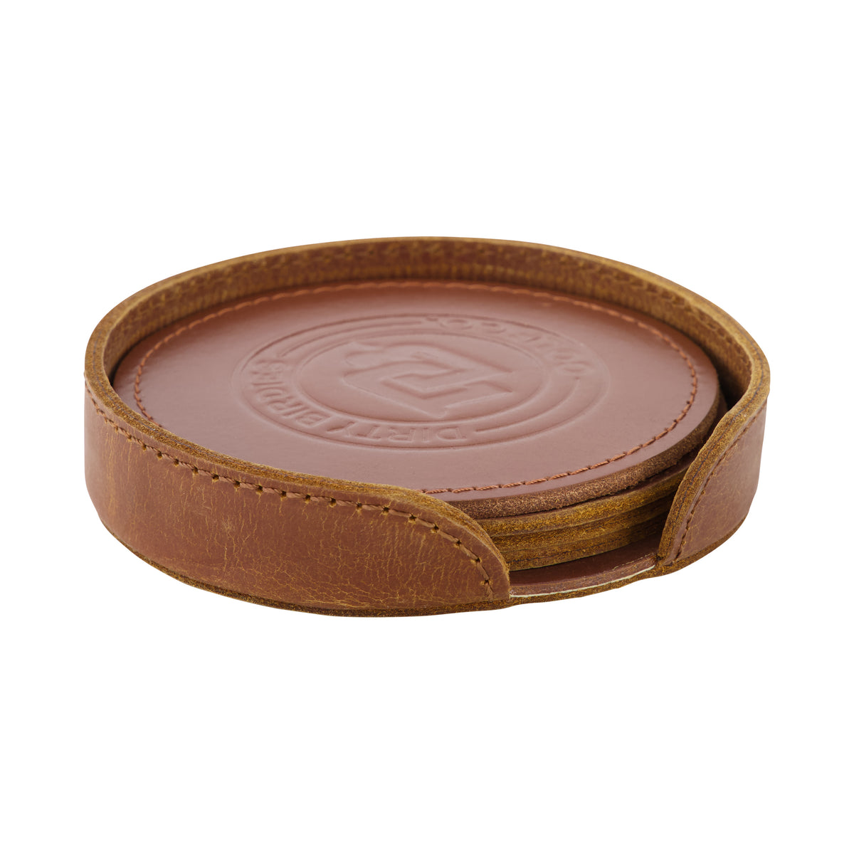 Leather Coaster Set - Brown