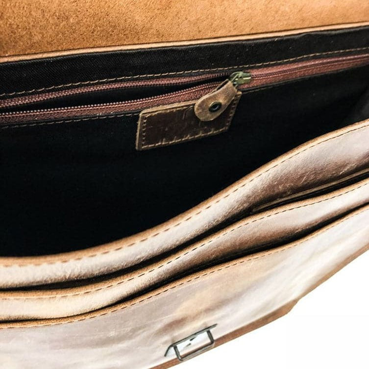 Montreal Leather Satchel - Saddle Brown - HIDES