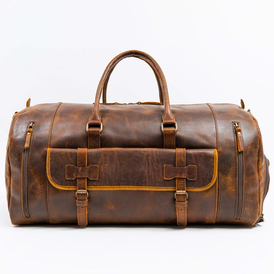 Alpha 46L Leather Duffle - Brown