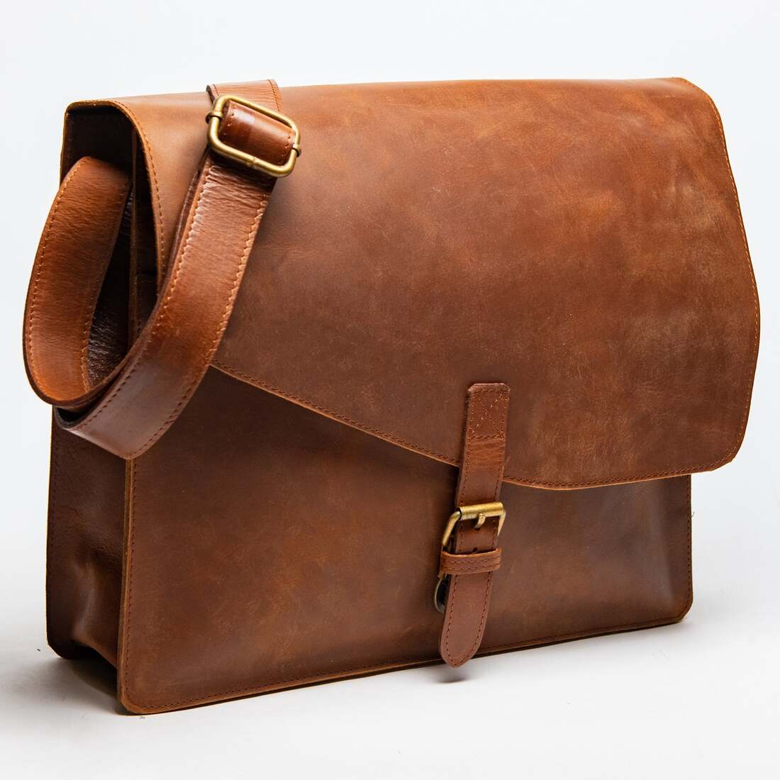 Leather Messenger Bag in Brown | Men's Leather Satchel – HIDES