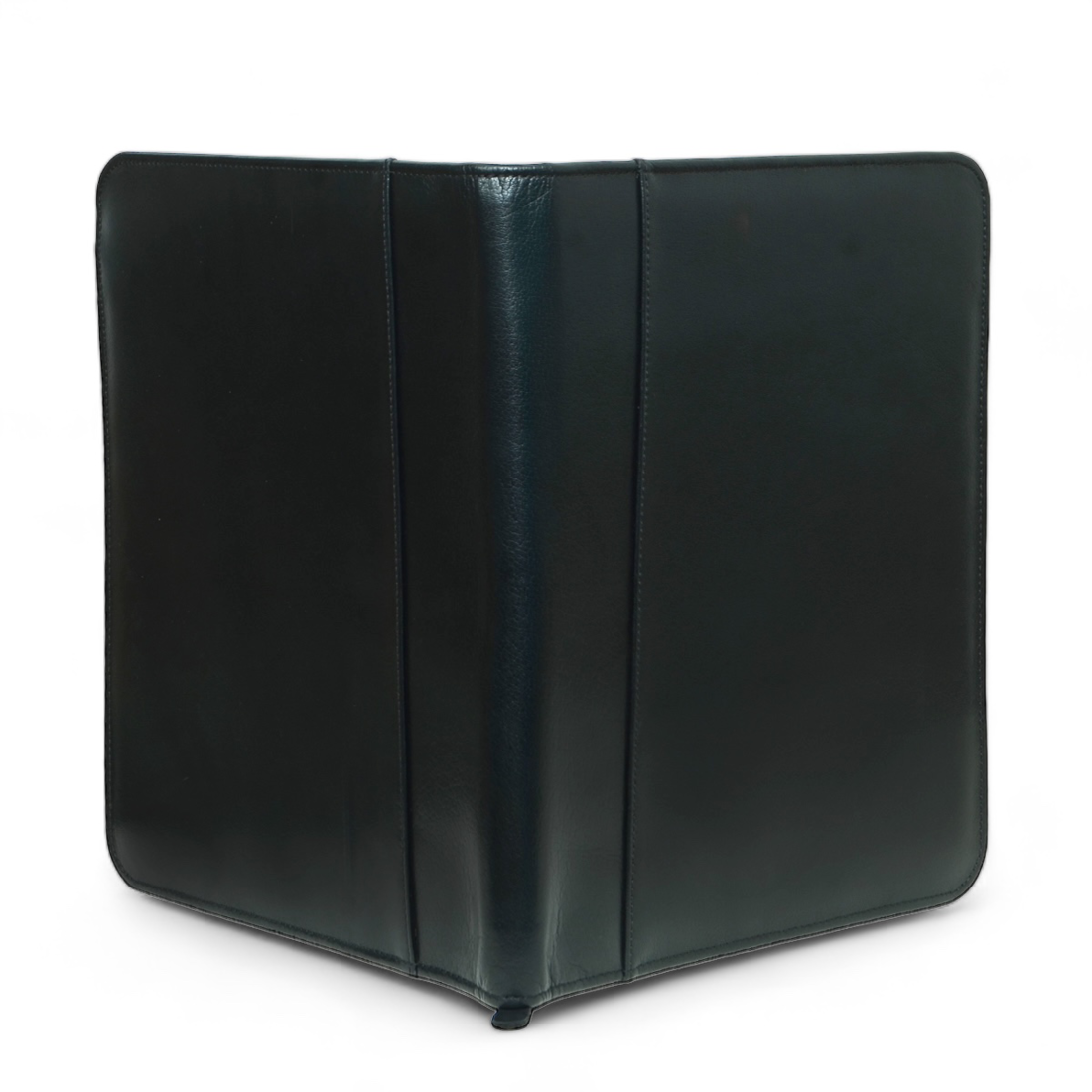 Zip Up Leather Padfolio - Black