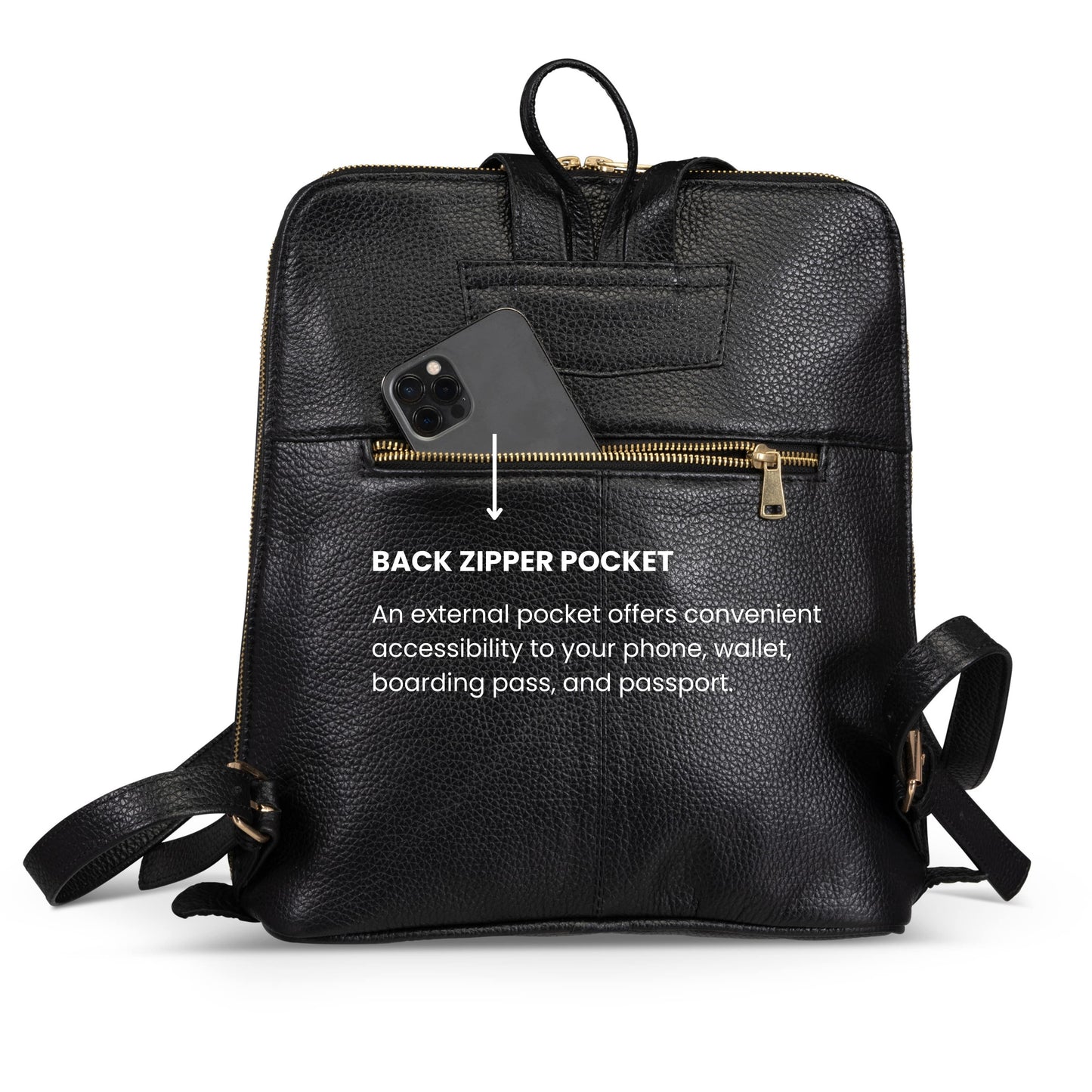 Tech Leather Backpack - Black/Gold