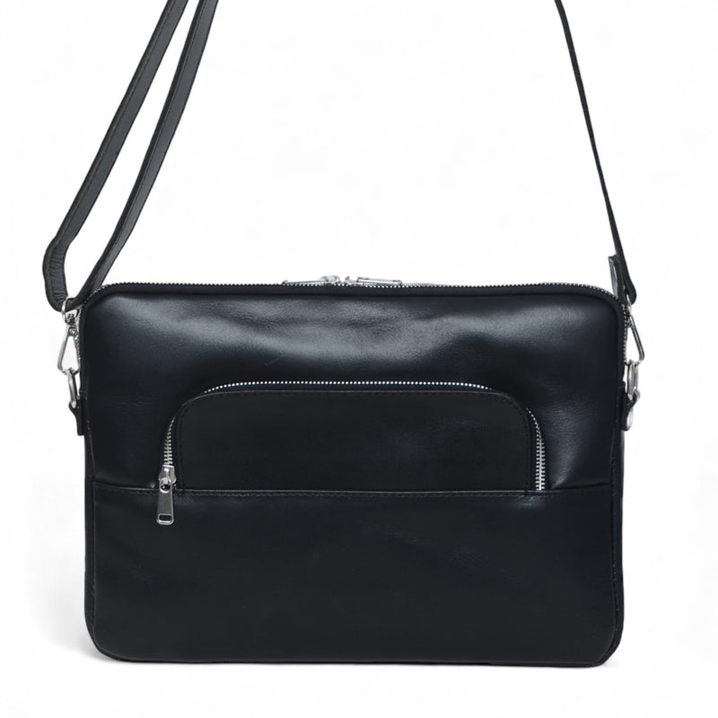 Tech Leather Laptop Sleeve - Black