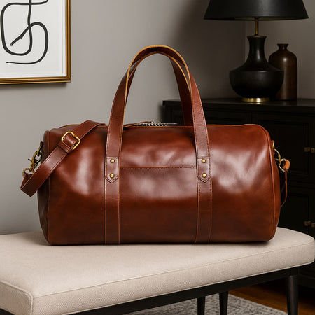Leather Gym Bag 37L - Mahogany