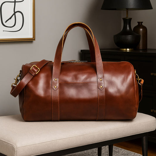 Leather Gym Bag 37L - Mahogany