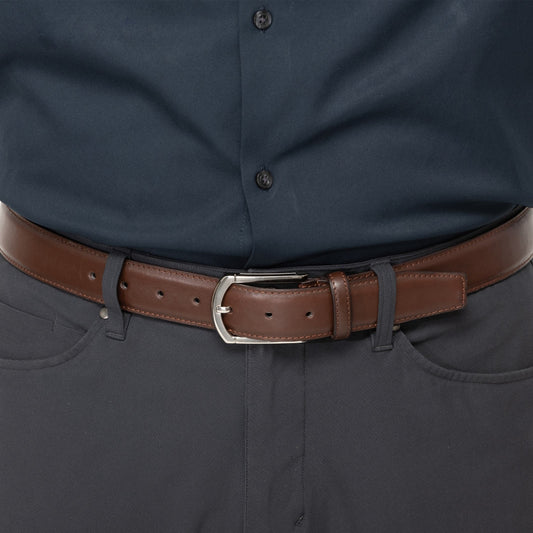 Single Stitch Leather Belt - Brown