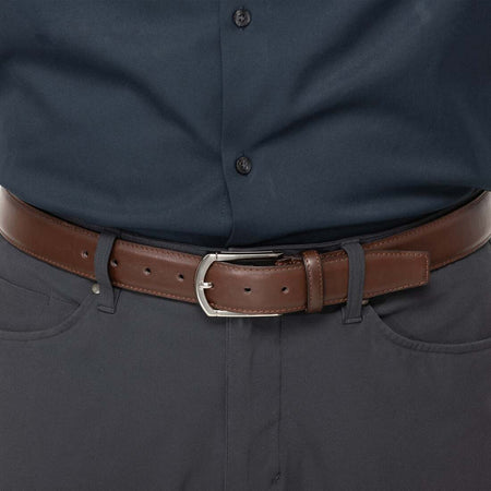 Single Stitch Leather Belt - Brown