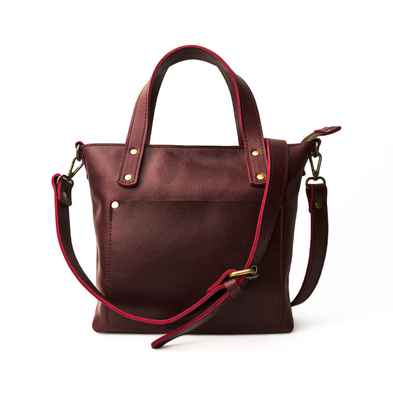 red leather tote bag for women