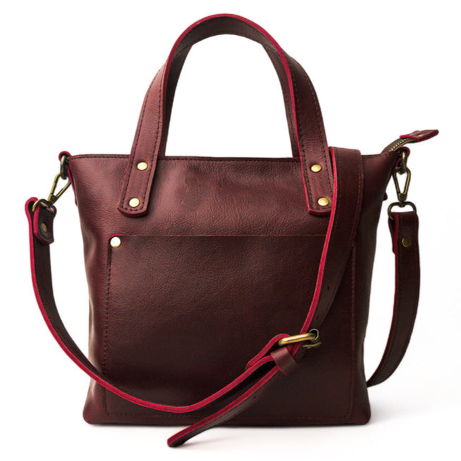 red leather tote bag for women