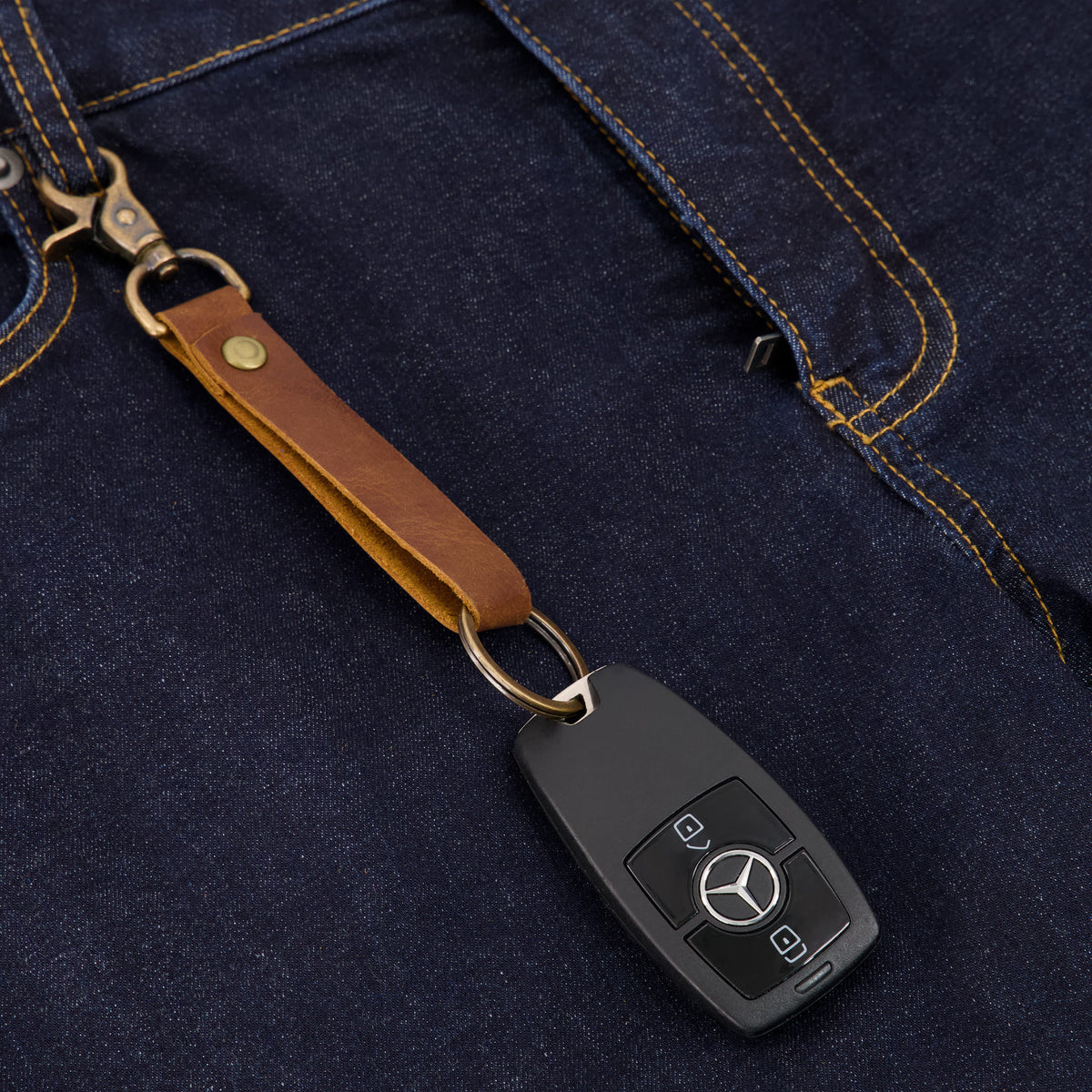 Leather Key Chain - Brown