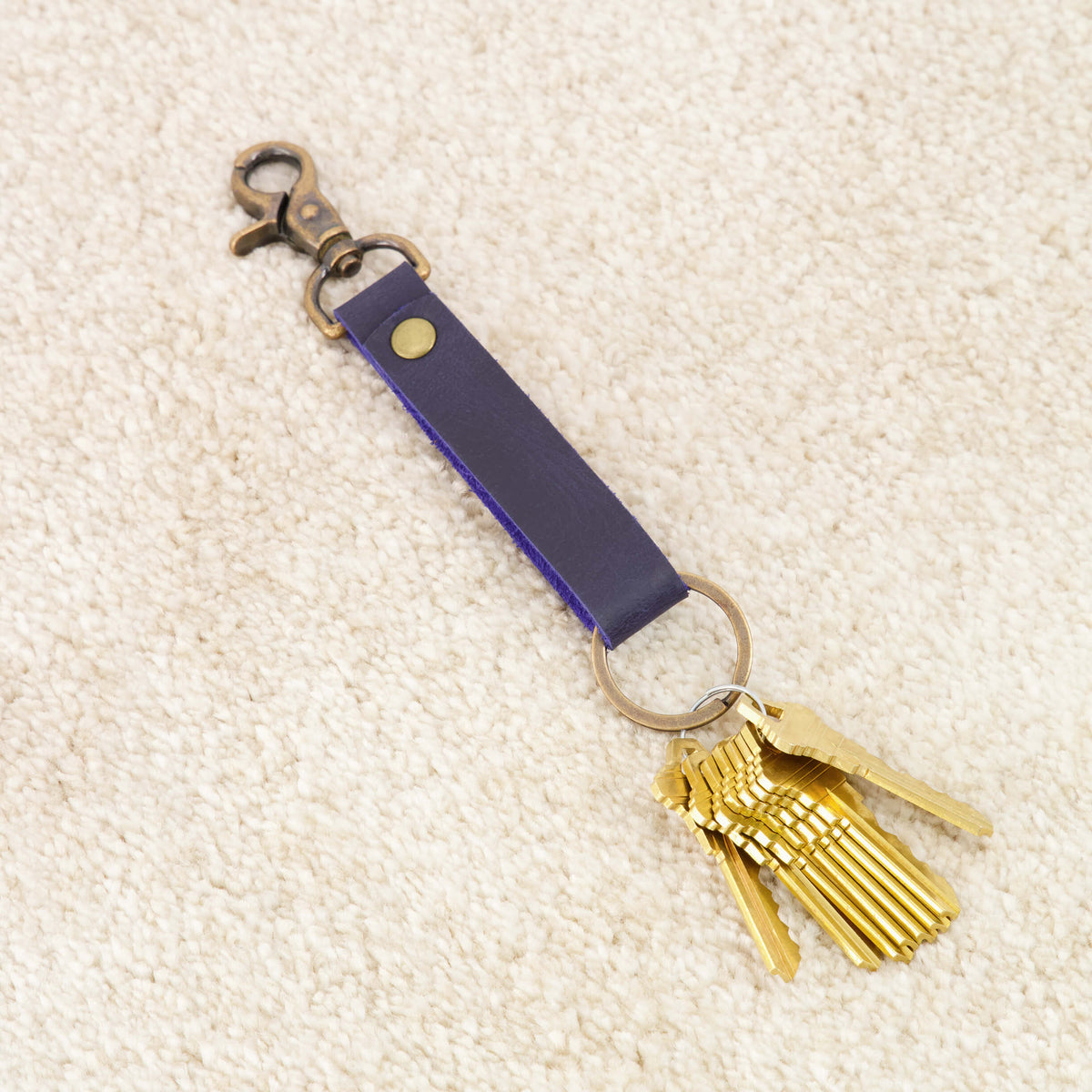 Leather Key Chain - Blue