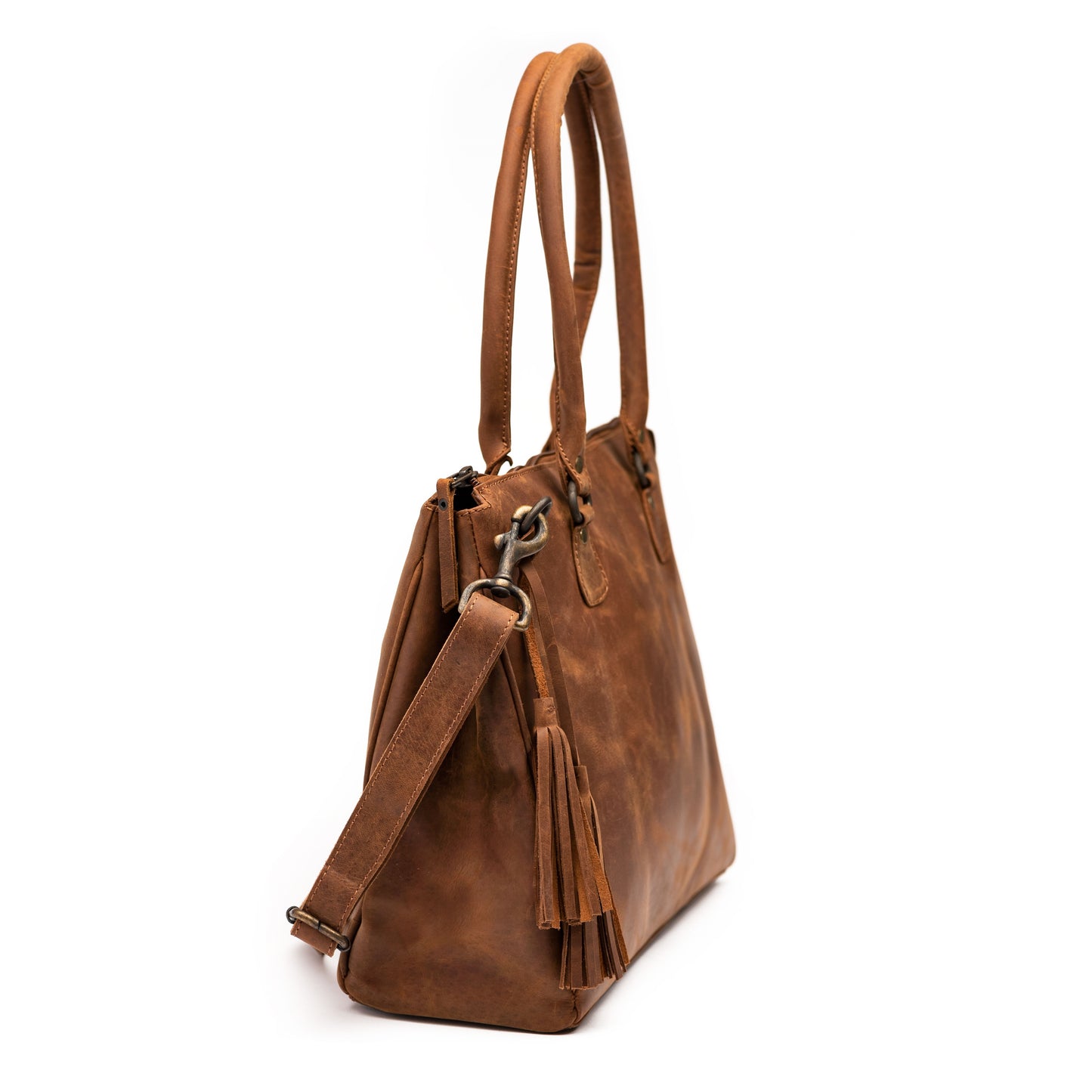 Leather Handbag - Saddle Brown