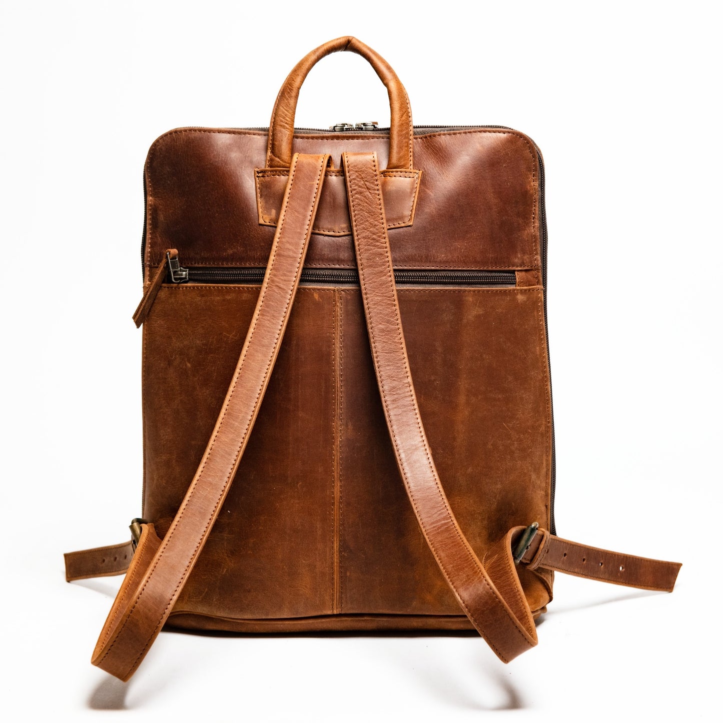Tech Leather Backpack - Saddle