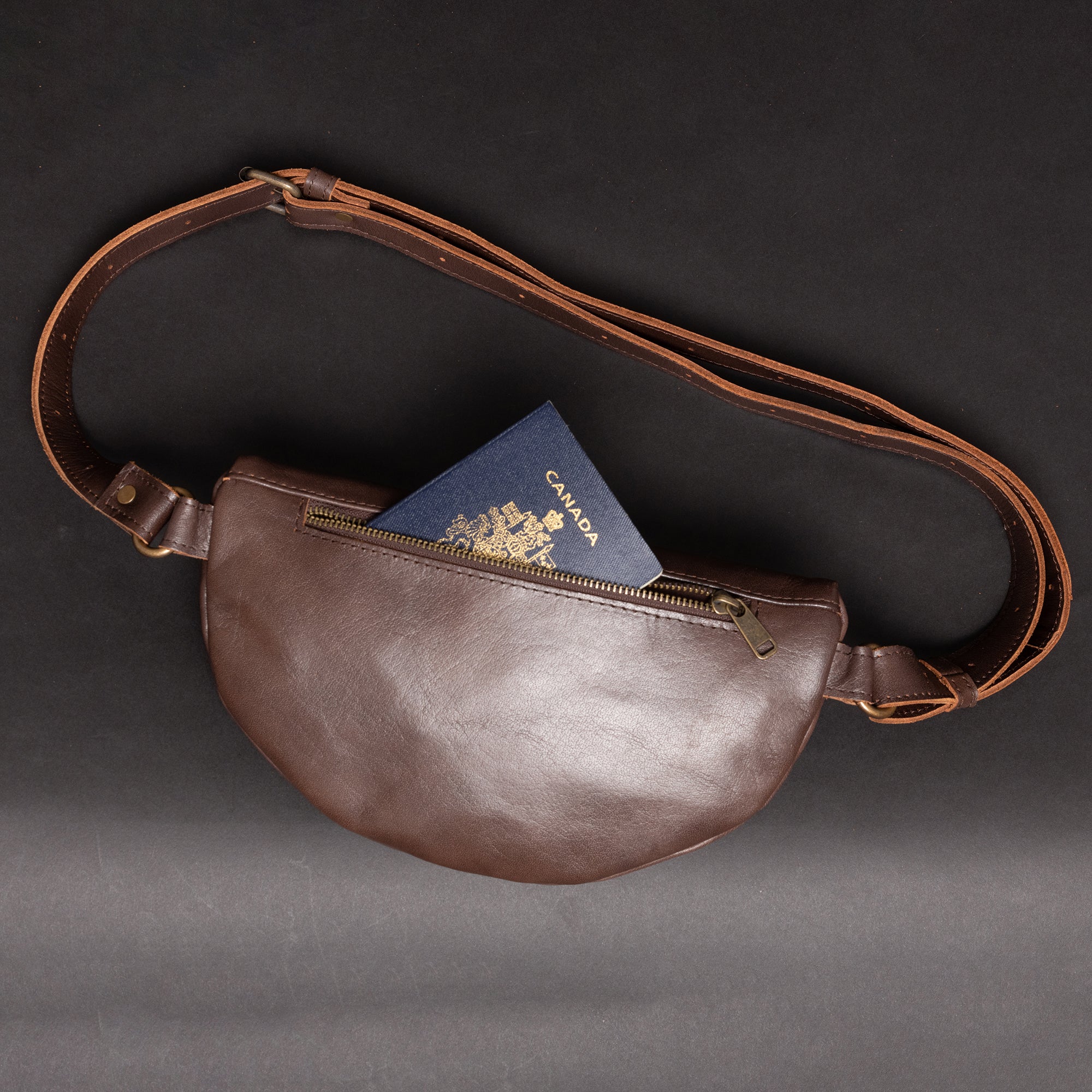 Nexus Leather Belt Bag - Antique Brown