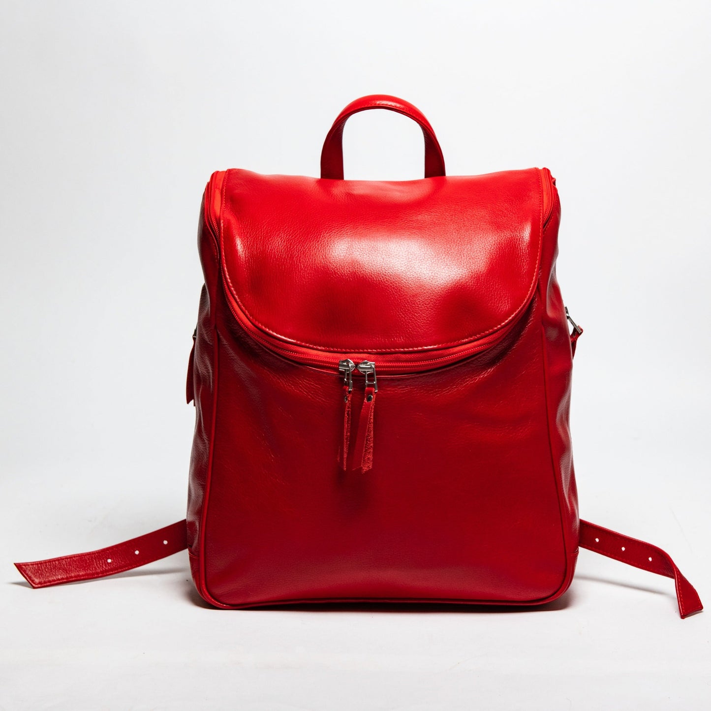 Student Leather Backpack - Red