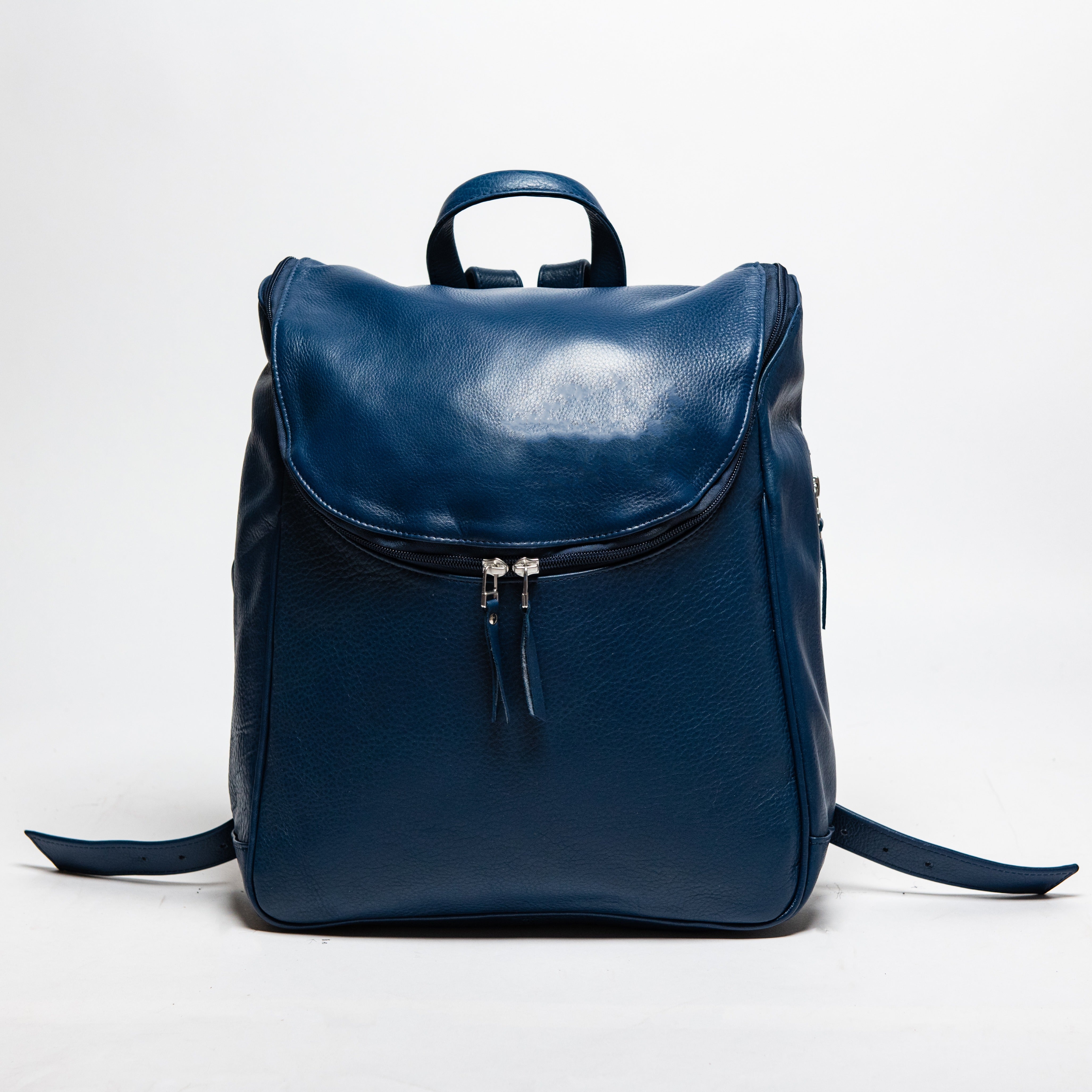 Student Leather Backpack - Blue