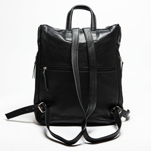Student Leather Backpack - Black