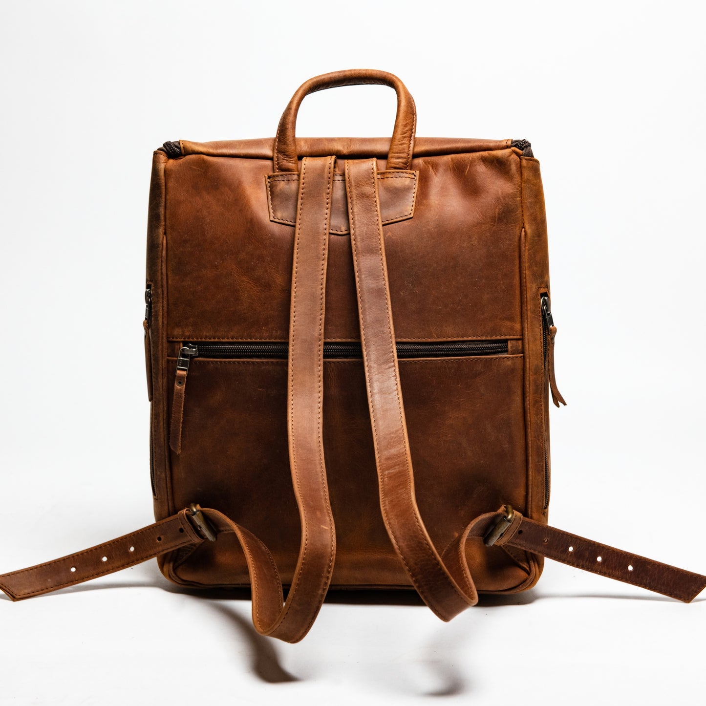 Student Leather Backpack - Saddle