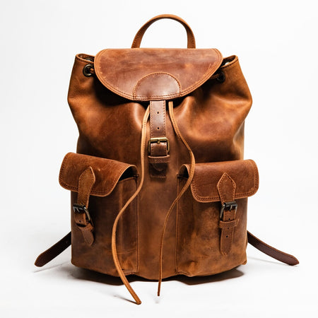 city backpack in vintage leather City Leather Backpack