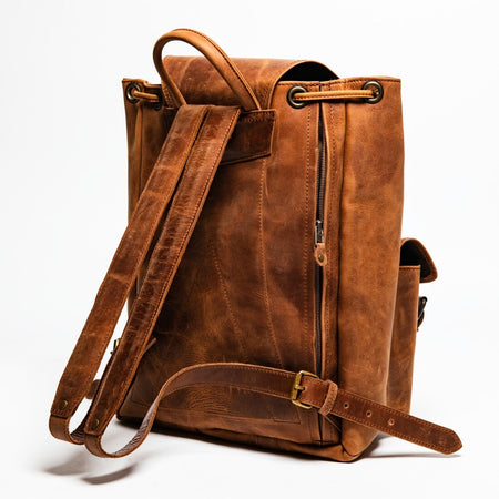 city backpacks plastic free vegan leather fabric waste City Leather Backpack