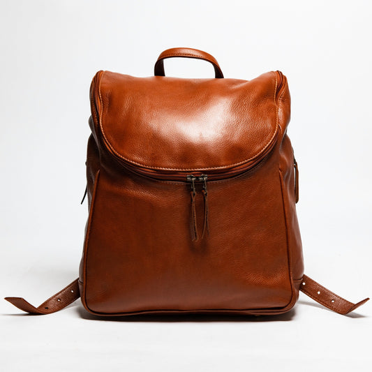 Student Leather Backpack - Tan