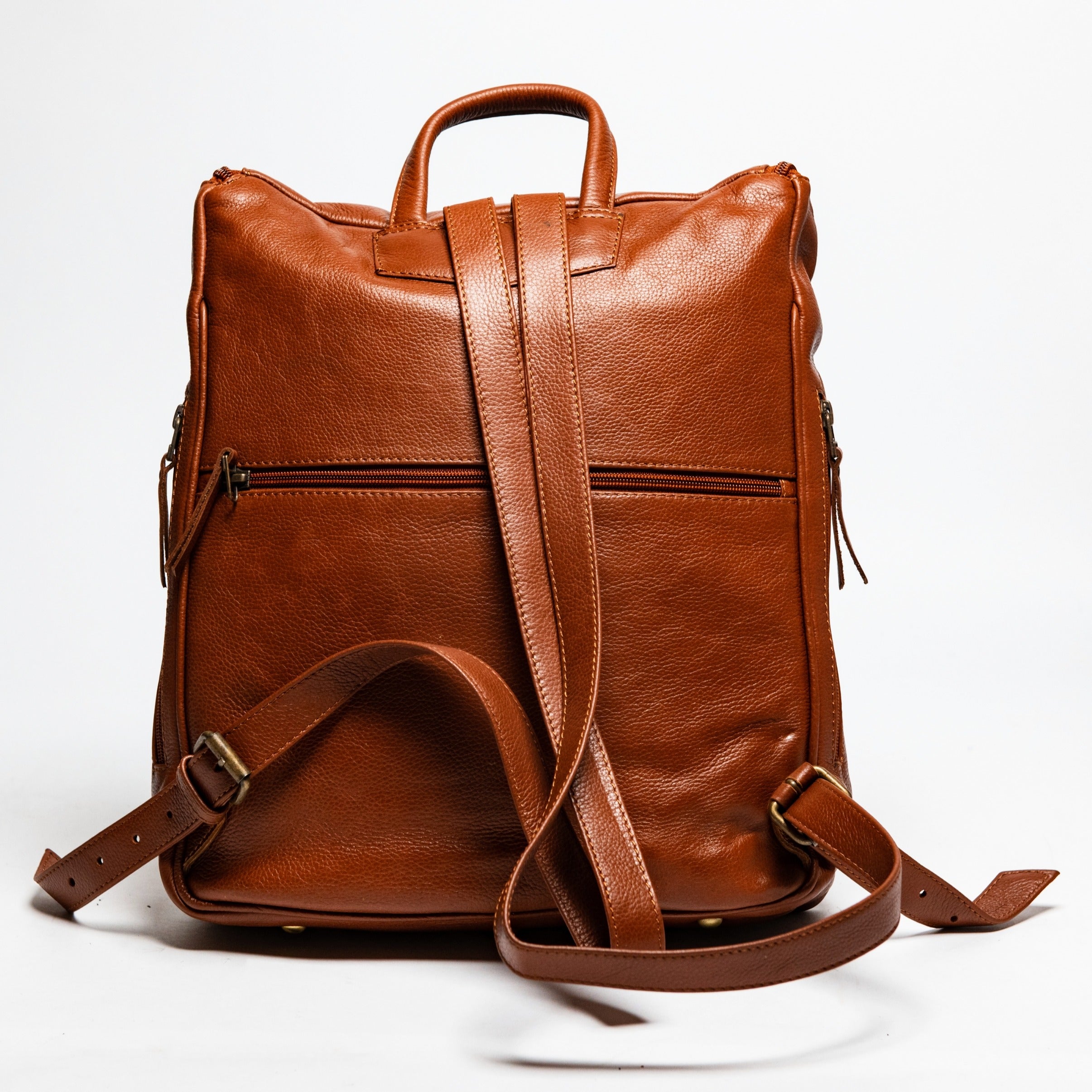 Student Leather Backpack - Tan
