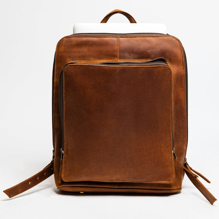 brown leather tech backpack Tech Leather Backpack - Sustainable Design
