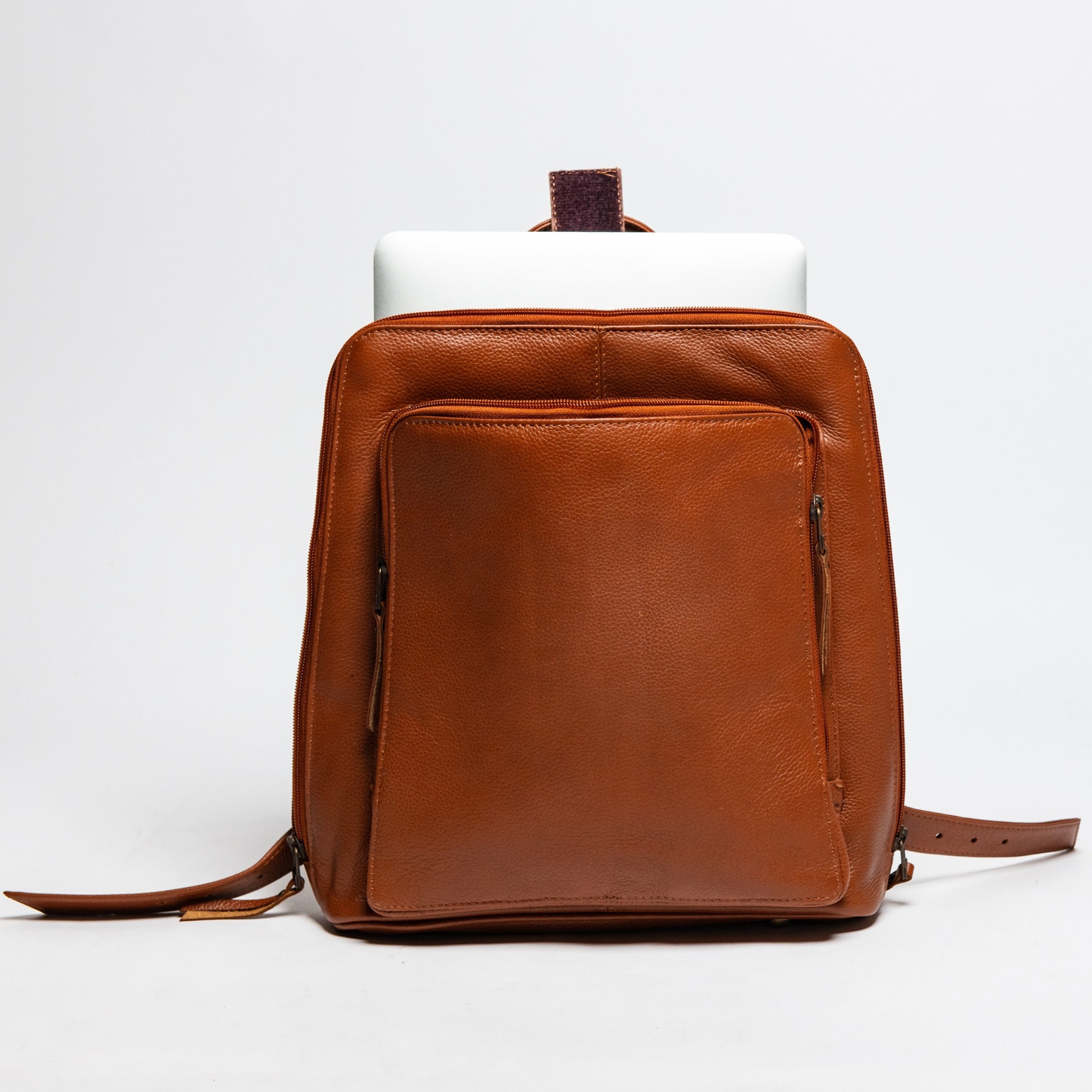 Tech Leather Backpack - Tan