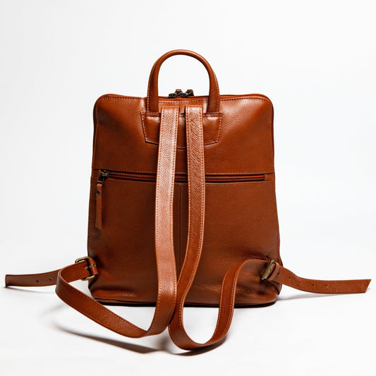 Tech Leather Backpack - Tan