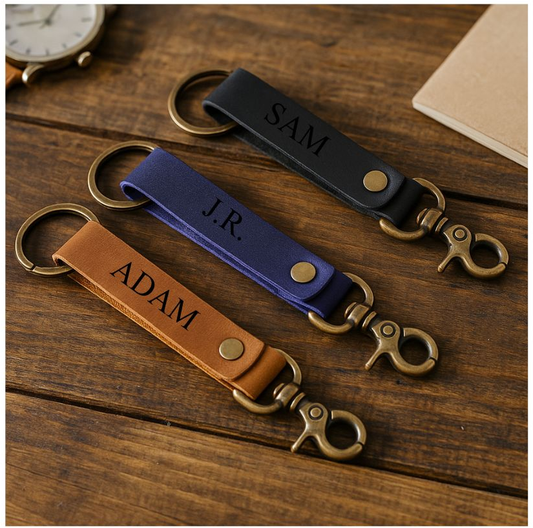 Leather Key Chain - Brown
