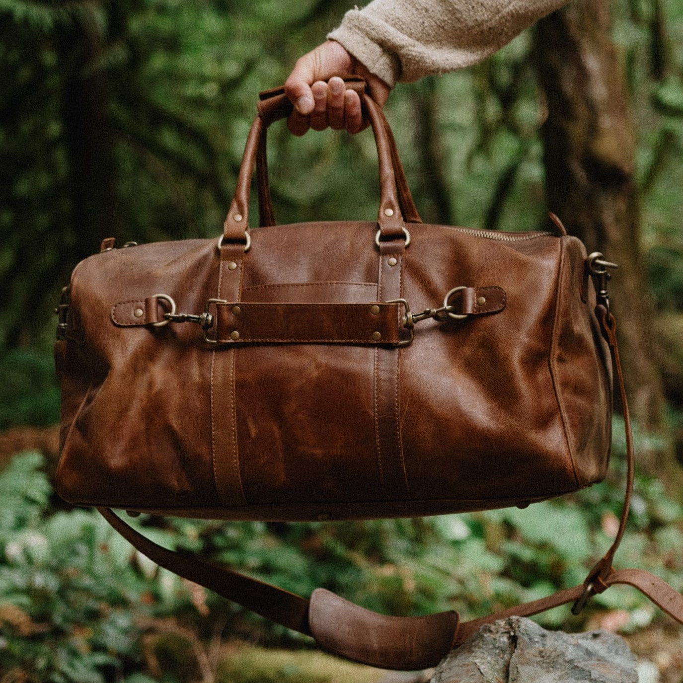 Traveler 45L Leather Duffle - Saddle Brown
