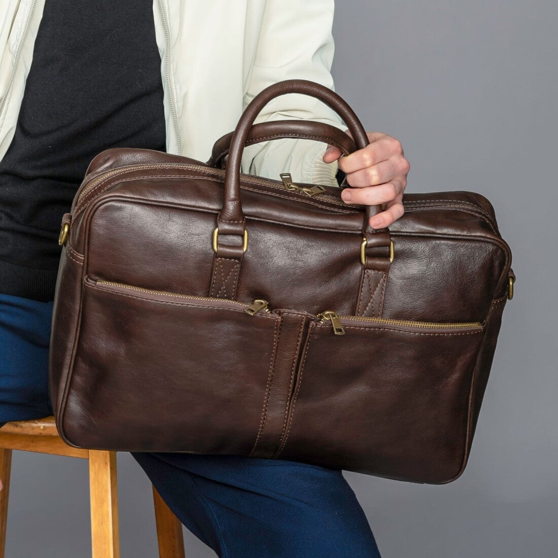 New Brown Leather sale Laptop Bag / Briefcase