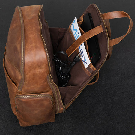 Minelli Leather Backpack: Rugged Luxe & Eco-Conscious