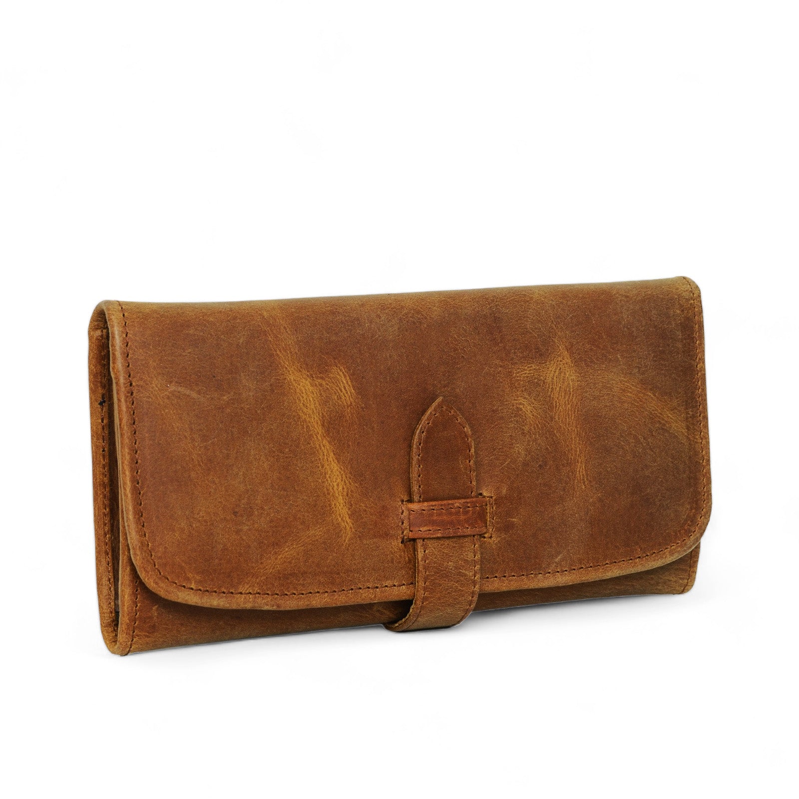 Leather Trifold Wallet - Saddle Brown