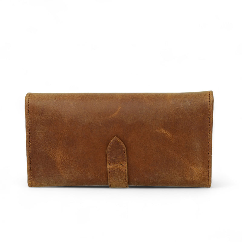 Leather Trifold Wallet - Saddle Brown