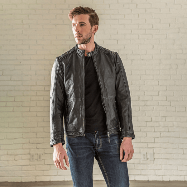 Shop Racer Leather Jacket Men- Black | HIDES Canada