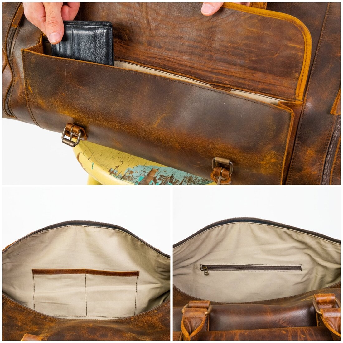 Alpha Leather Duffle | Travel Bag with Shoe Comp - HIDES