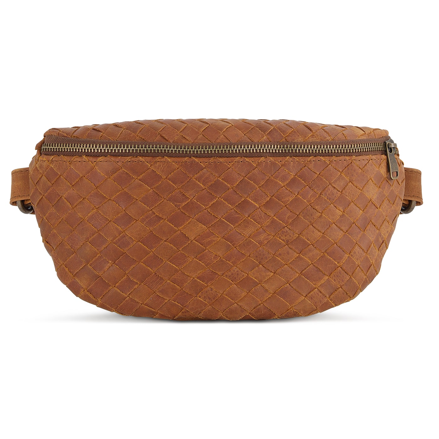 Nexus Woven Leather Belt Bag - Saddle Brown