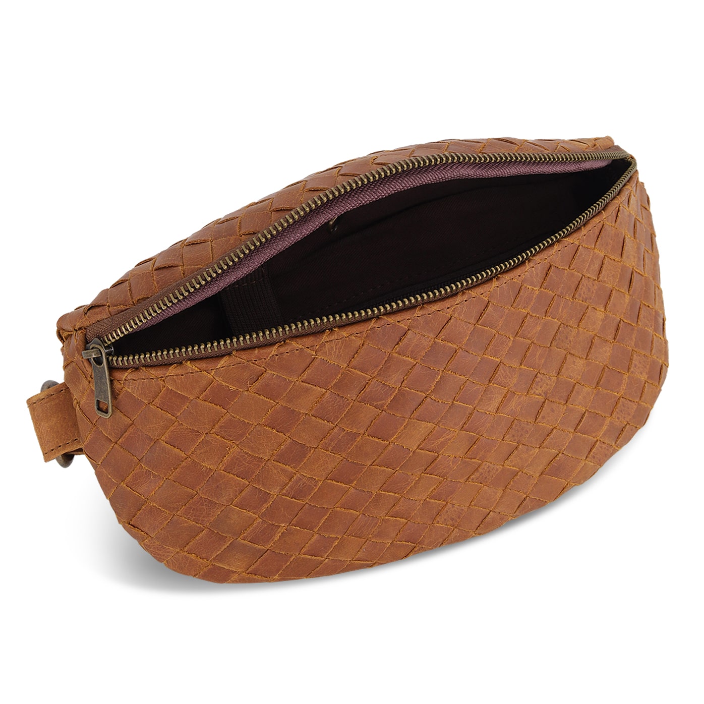 Nexus Woven Leather Belt Bag - Saddle Brown