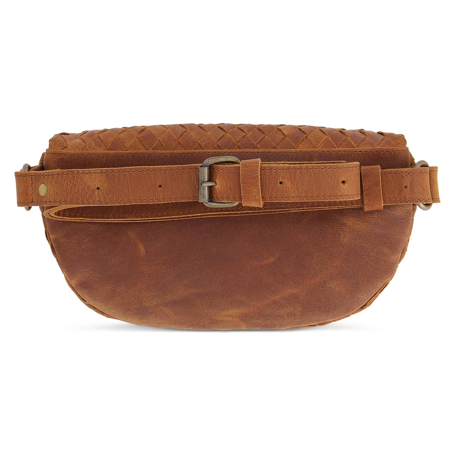 Nexus Woven Leather Belt Bag - Saddle Brown