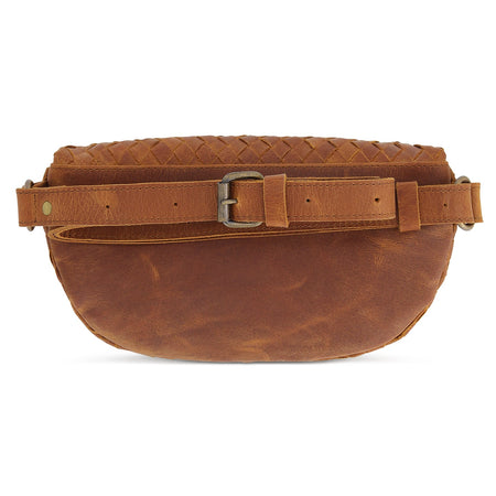 Nexus Woven Leather Belt Bag - Saddle Brown